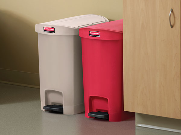 Plastic Rubbermaid Commercial Slim Jim Front Step-On Trash Can Rigid Liner 24 Gallon Rubbermaid Commercial Products 1883621