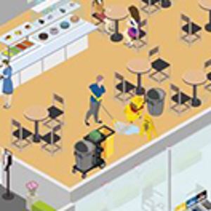 Drawing of school cafeteria