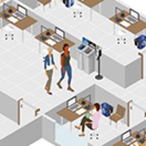 Diagram of office hallway